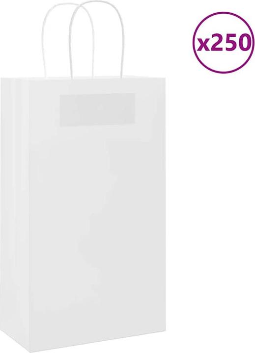 Image du produit VidaXL Sacs en papier kraft 250 pcs. avec anse Blanc 21x11x36 cm Sac en papier (Pochette cadeau, 250 x)
