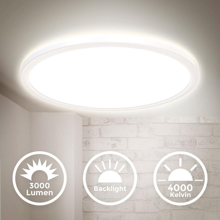Produktbild B.K.Licht Ultraflaches LED Panel mit LED Backlight,weiss, 1xLED/22W (3000 lm)