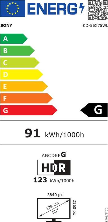 Energie-Label Sony DUPLIKAT KD-55X75WL (55", X75WL, LCD, UHD, 2023)