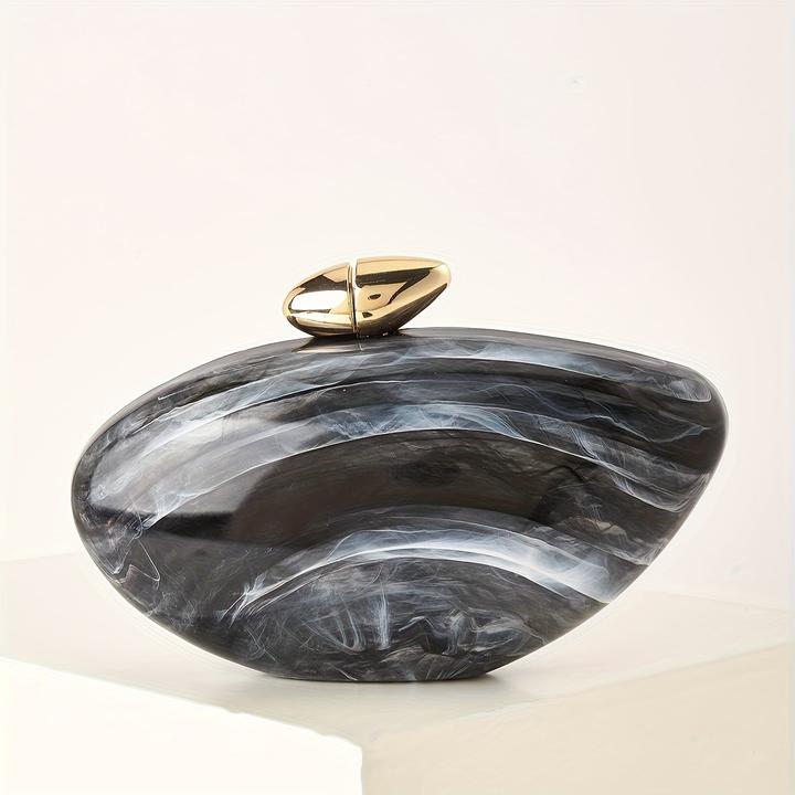 Only-Bags.Store Elegante Marmortasche mit Magnetverschluss und abnehmbarer Kette - Vintage-inspirierte Abendtasche