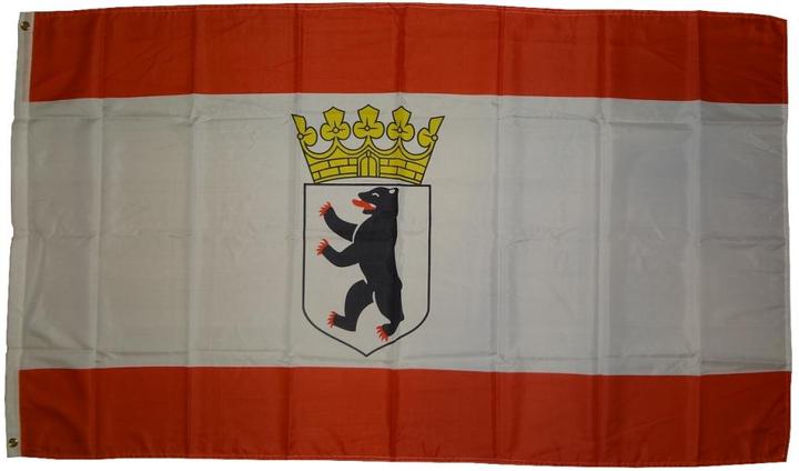 Image du produit trends4cents Drapeau Berlin Ours avec couronne 250 x 150 cm Drapeau avec 3 oeillets 100g/m² poids du tissu hisser