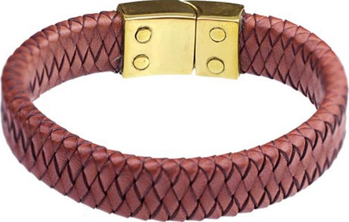 Star Piercing Lederarmband burgund geflochten Raute (21 cm, Messing, Leder)