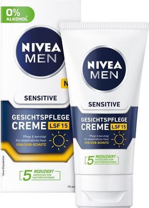 Produktbild NIVEA Protective skin cream SPF 15 Men Sensitive (Face Cream) 75 ml (Sonnencreme Gesicht, SPF 15, 75 ml)