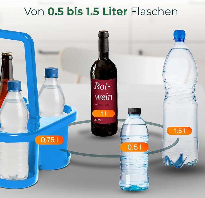 Produktbild Novaliv 4X Flaschenträger für 24 Flaschen - Stabiler Halt - Getränkekorb Kunststoff, Stapelbar, 32x2