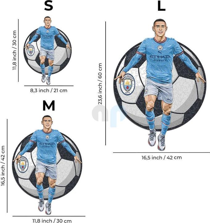 Actual product image Iconic Man City FC - Phil Foden - Wooden Puzzle Size L (500 pieces) (500 pieces)