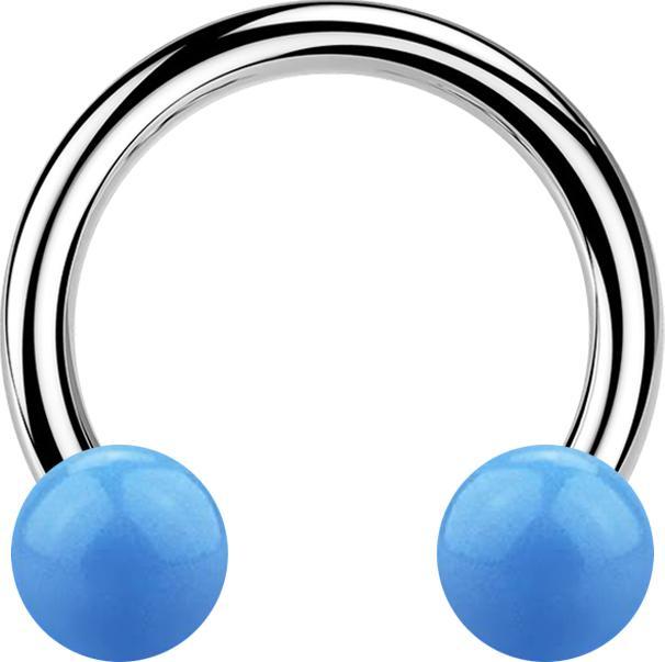 Immagine prodotto Star Piercing Micro Circular Barbell argento con due palline blu chiaro (Acciaio chirurgico 316L, Acrilico, senza ottone)