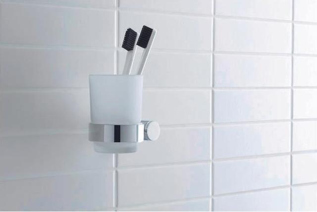 Productafbeelding Duravit Glashouder D-CODE met glas links chroom