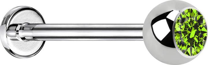 Immagine prodotto Star Piercing Micro Labret silber mit Kugel und Kristall hellgrün (senza ottone, Acciaio chirurgico 316L)