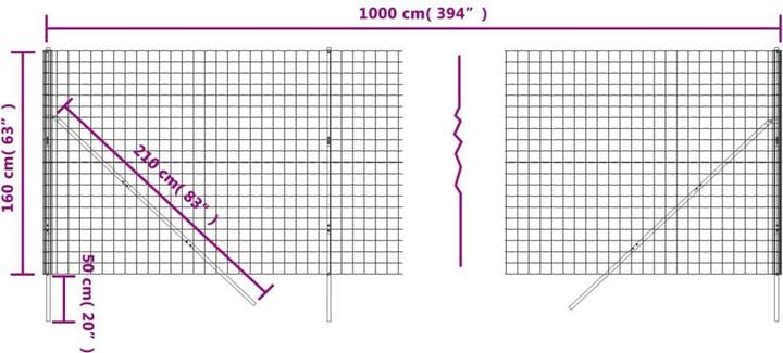 Image du produit VidaXL Maschendrahtzaun Grün 1,6x10 m Verzinkter Stahl, Farbe