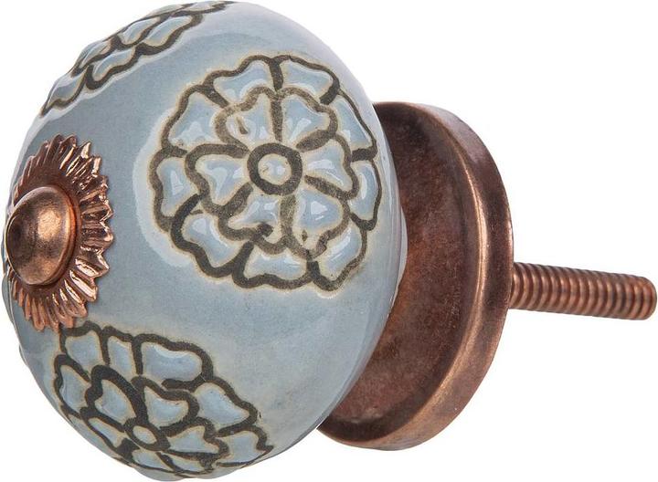 Actual product image Tranquillo Furniture handle handmade, Ø 4 cm, blue/copper