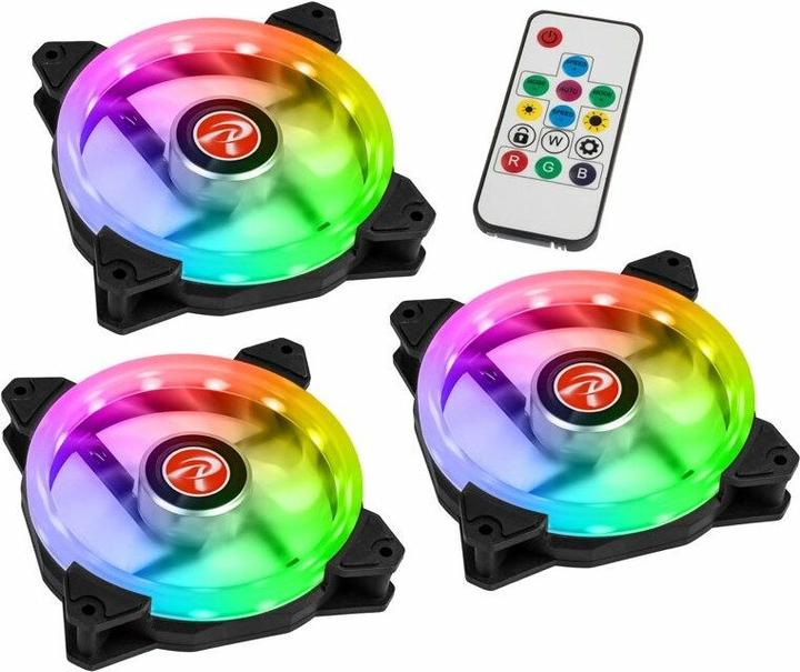 Actual product image Raijintek Iris 12 Rainbow A-RGB LED fan, set of 3 incl. controller (120 mm, 3 x)