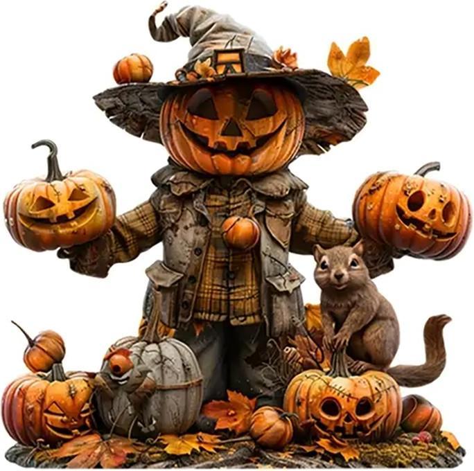 Cbx Incantevole zucca spaventapasseri 2D in acrilico, decorazione di Halloween, decorazione autunnale