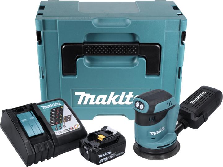 Produktbild Makita DBO 180 RF1J Akku Exzenterschleifer 18 V 125 mm + 1x Akku 3,0 Ah + Ladegerät + Makpac