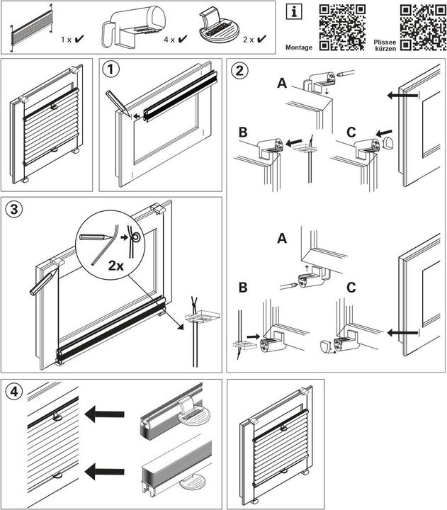 Immagine prodotto Gardinia Tenda plissettata Easyfix con 2 guide di comando (90 x 130 cm)