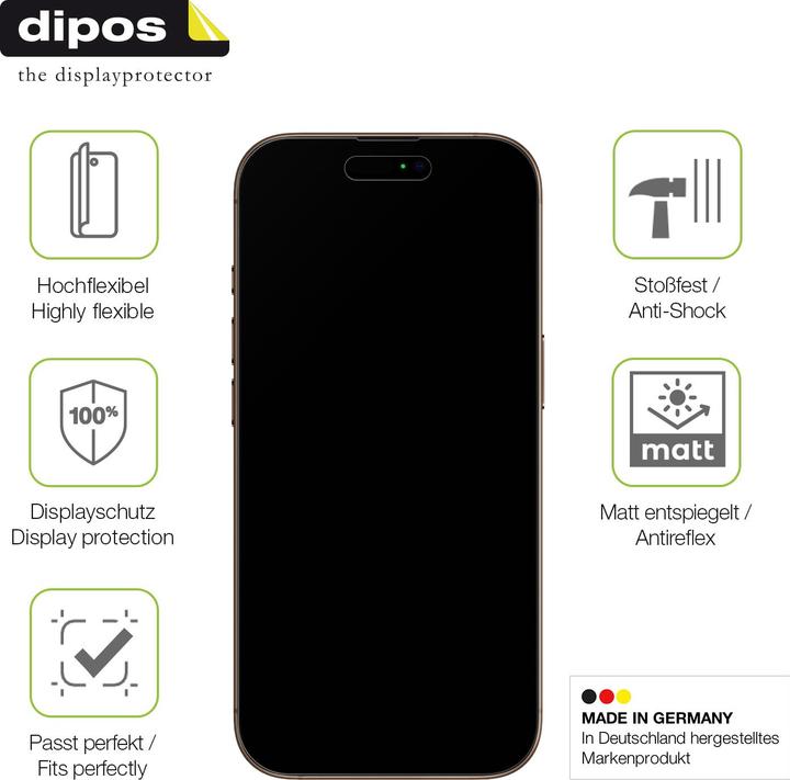 Actual product image Dipos Full Cover Screen Protector Matte (1 Piece, Apple iPhone 16 Pro Max)