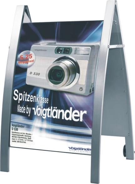 Actual product image Kerkmann Poster stand Boston, DIN A1, aluminium silver, mobile made of steel, weatherproof, for outdoor use