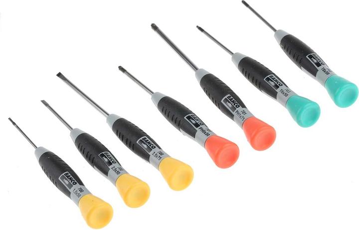 Actual product image Bahco Set of screwdrivers for slotted, Phillips and TORX screws with precision handle - 7-piece set (Port)