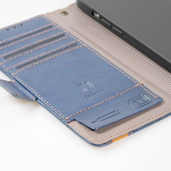 Produktbild PhoneLook Leder Tasche Flip Wallet mit Akzentstreifen & Kartenhalter (Apple iPhone 15)