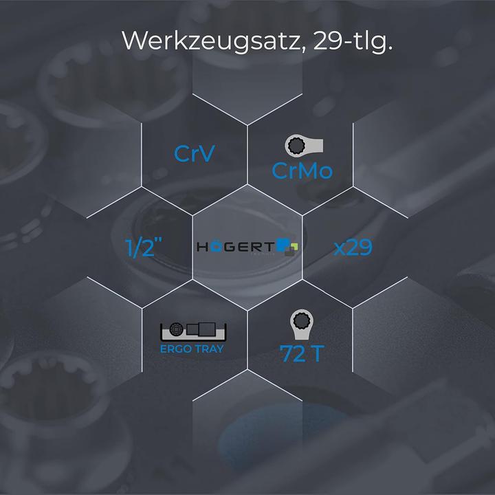 Actual product image Högert Tool set, 29 pcs. (1/2", 3/8")