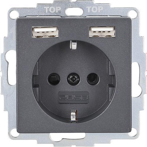 Produktbild 2USB 2U-449351 Unterputz-Steckdose VDE, mit USB, erhöhter Berührungsschutz IP20 Anthrazit