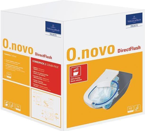 Produktbild Villeroy & Boch WC-Set O.novo DirectFlush offener Splrand wei 5660HRR1 mit Beschichtung