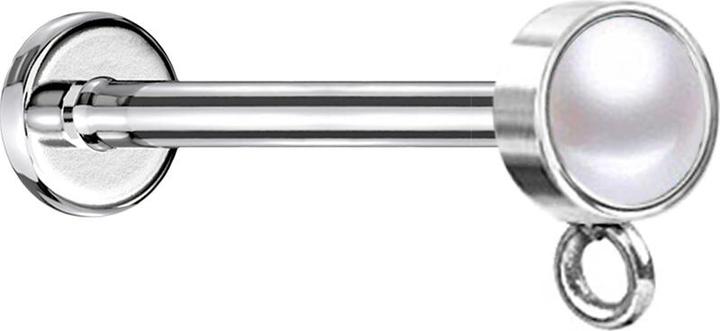 Produktbild Star Piercing Micro Labret Innengewinde silber mit Zylinder Perle weiss Ring für Anhänger (ohne Messing, Chirurgenstahl 316L)