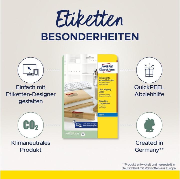 Produktbild Avery Universaletiketten J8567-25 Transparent 210 mm x 297 mm