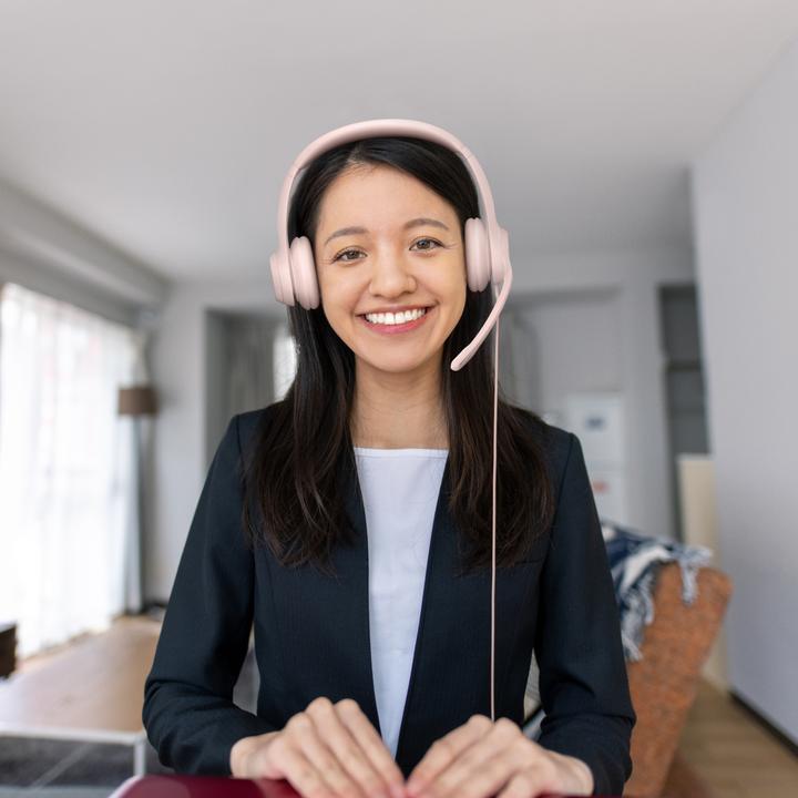 Actual product image Logitech Wired H390 headset - ROSE - USB (Cable, USB-A)