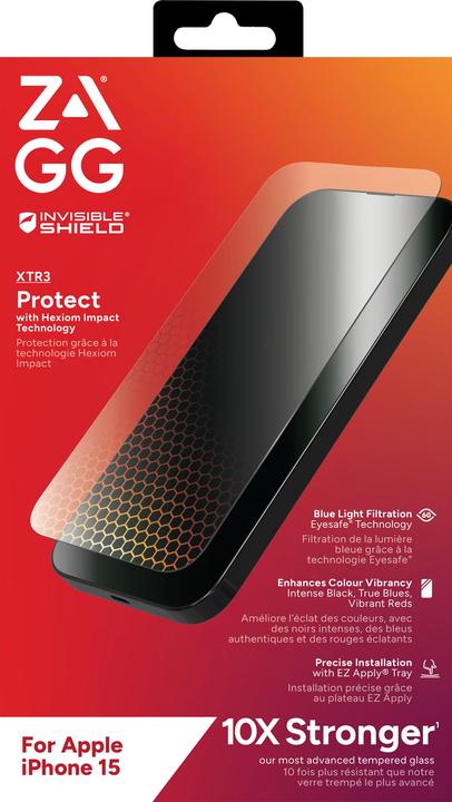 Actual product image Zagg Invisibleshield Glass Xtr3 Am (1 Piece, Apple iPhone 15)