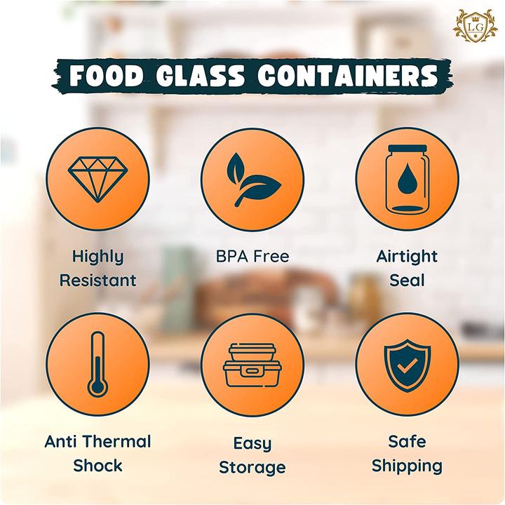 Actual product image LG Luxury & Grace Glass Food Storage Containers 1500 ml, Green - Without Steam Hole (x4) (1.50 l)
