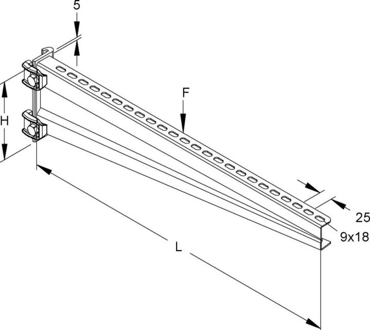Produktbild Niedax NIE KTTS700 Ausleger schwer 150x730mm 5,0 kN mit vormont.Klemmen