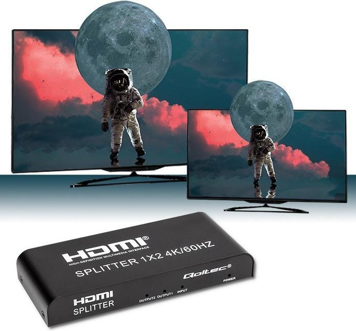 Produktbild Qoltec 51797 Aktiver HDMI-Splitter 2 x HDMI 4K x 2K | 6 Gbit/s | 60Hz