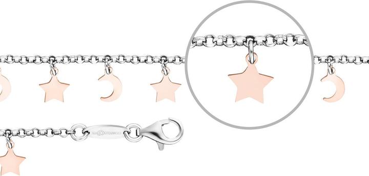Actual product image Der Kettenmacher Moon and stars bracelet bicolor (16 cm, Silver)