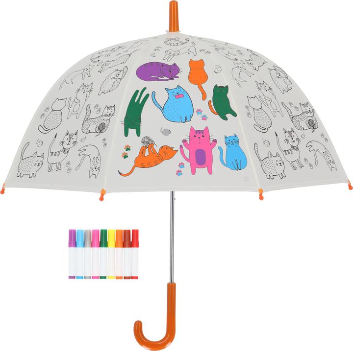 Produktbild Esschert Design Bastelset Schirm Katzen zum ausmalen Orange/Weiss