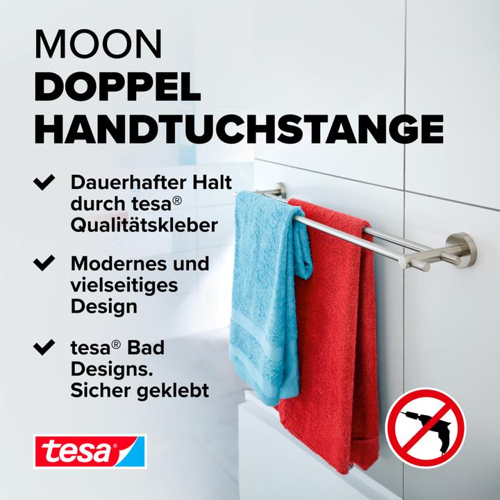 Actual product image tesa MOON Towel rail two-arm incl. adhesive solution without drilling