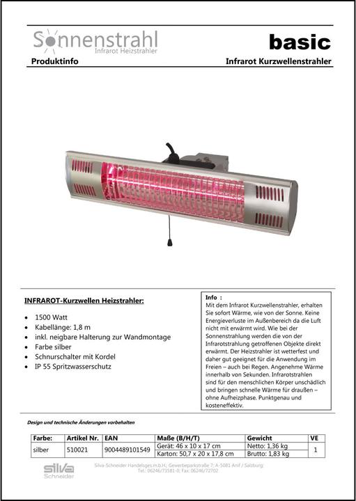 Produktbild Silva Infra Kurzwellenstrahler basic (1500 W)