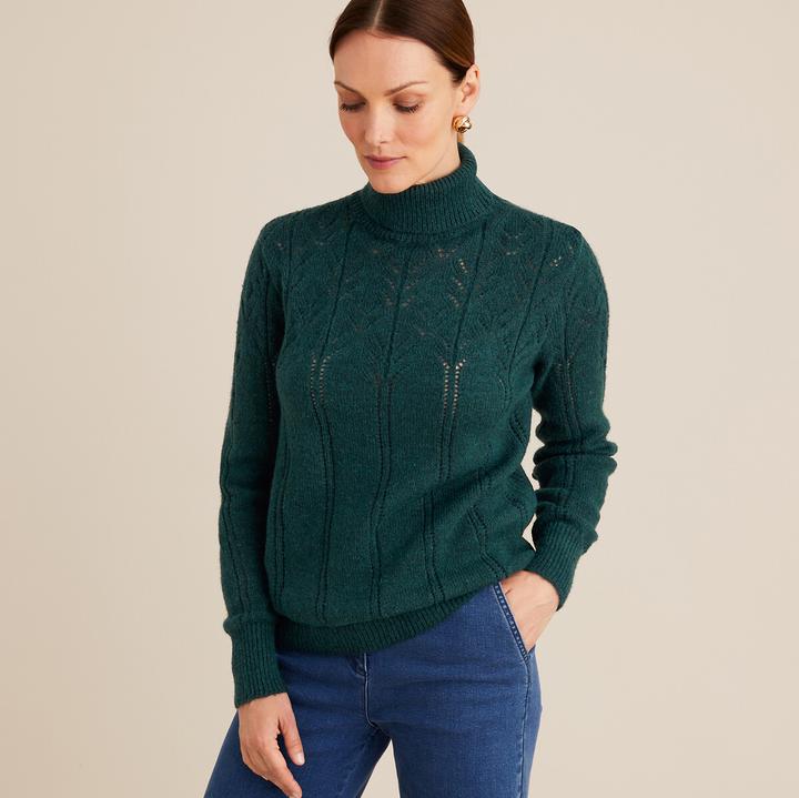 Image du produit Anne Weyburn Pull à col roulé en maille fine avec motif ajouré (46)