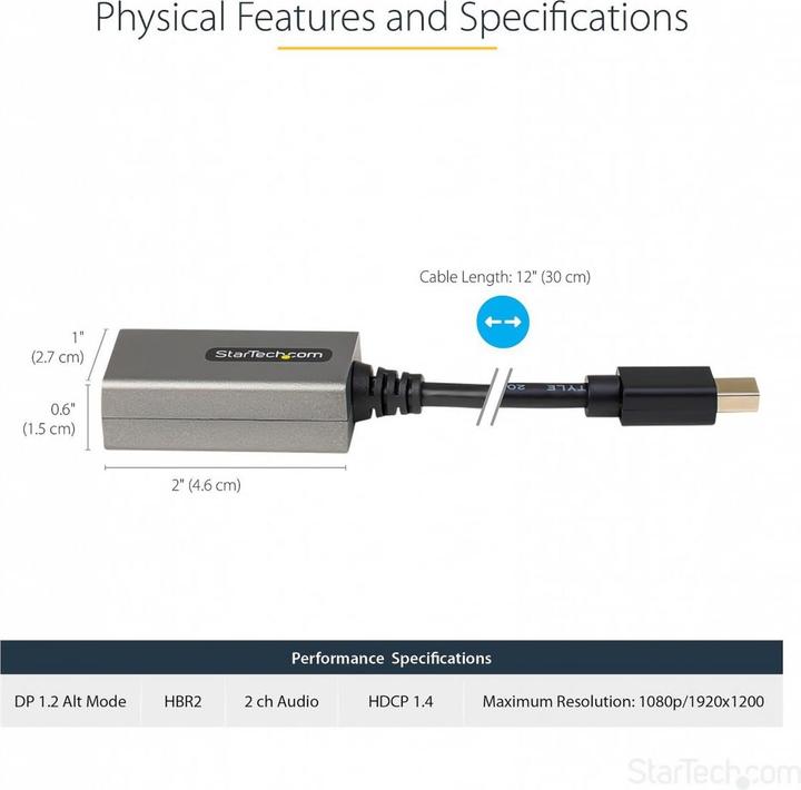 Image du produit StarTech .com Adaptateur Mini DisplayPort vers HDMI (Mini DP, 30 cm)