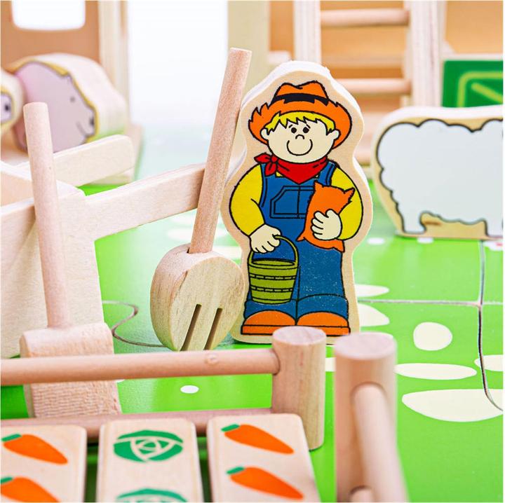 Produktbild Bigjigs Spielbauernhof aus Holz mit Zubehör, 48dlg.