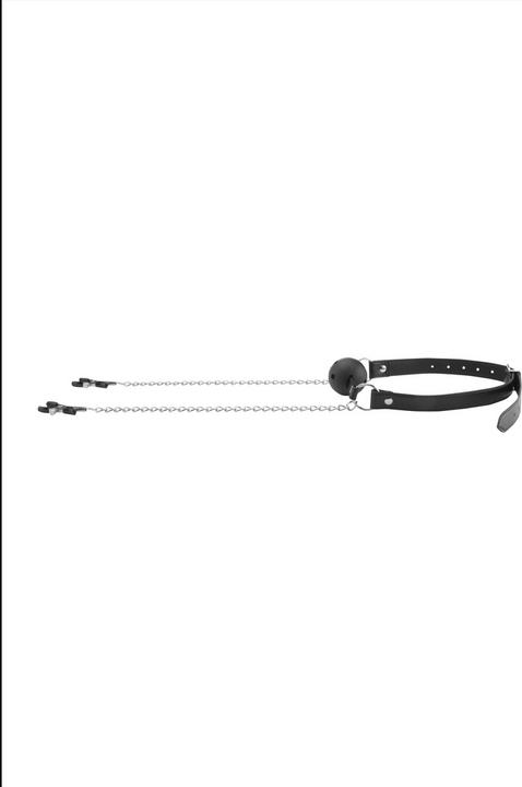 Produktbild Ouch! Breathable Ball Gag With Nipple Clamps
