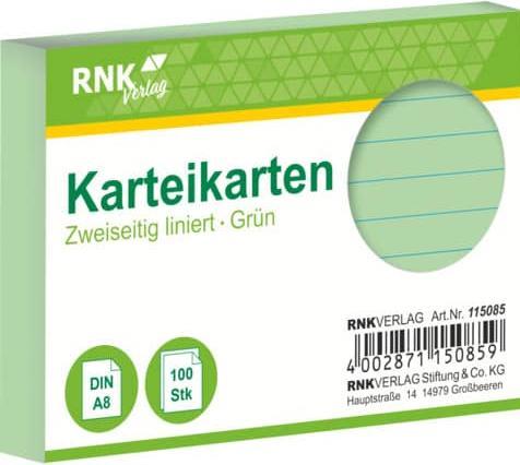 Immagine prodotto Rnk Schede verdi, design: foderate, DIN A8 (170 g/m², 100 x)