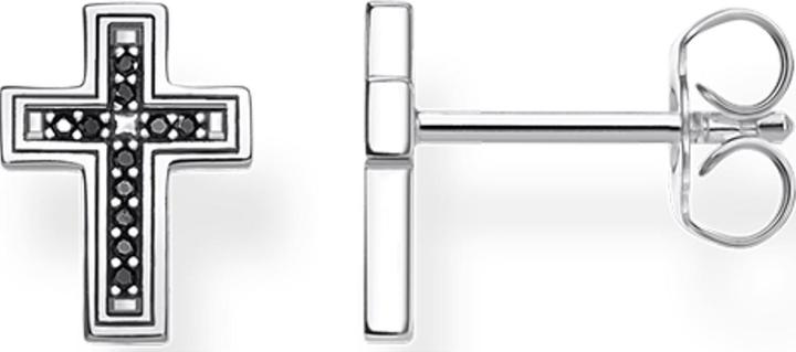 Thomas Sabo Ohrstecker Kreuz Schwarz (925er Silber)
