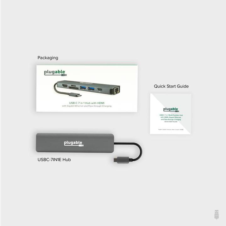 Produktbild Plugable 7-in-1 USB C Hub with Ethernet (USB-C)