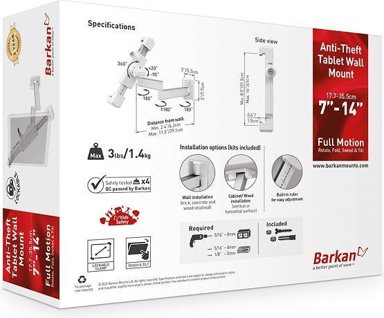 Produktbild Barkan Tablet Wandhalter 7-14", abschliessbar, weiss