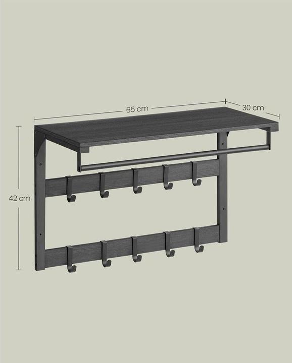 Image du produit Vasagle Wandgarderobe 10 Haken 65 cm x 42 cm