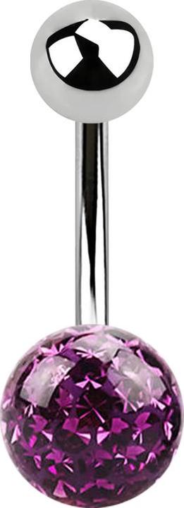 Produktbild Star Piercing Banane silber mit Kugel und Kristall Kugel violett Epoxy Schutzschicht (Chirurgenstahl 316L)