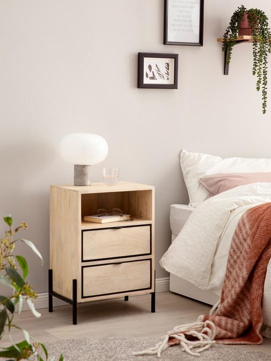Actual product image FineBuy Bedside cabinet FB96459 solid wood brown