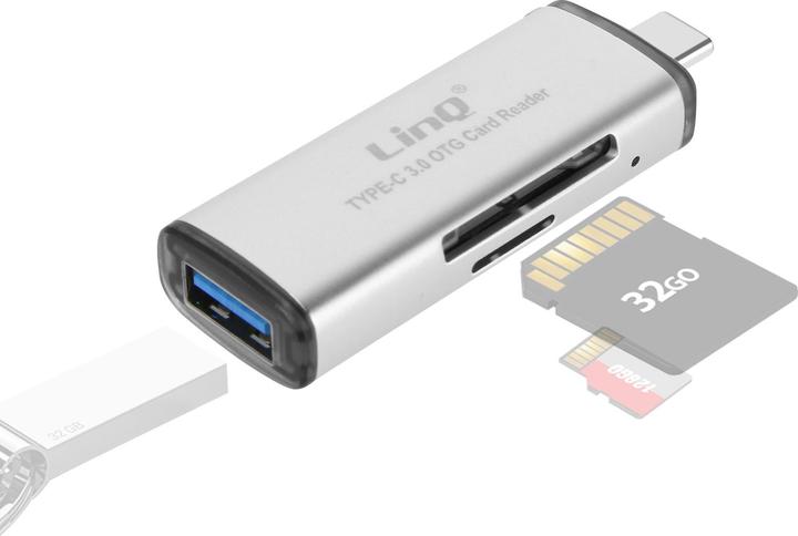 Actual product image LinQ SD / micro SD card reader USB-C port, OTG function, - grey (USB-C)