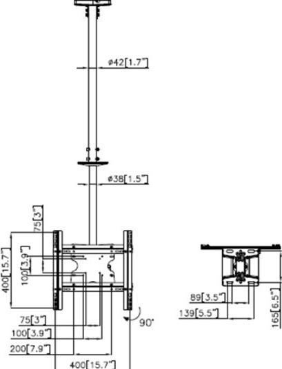 Actual product image Multibrackets Ceiling mount 32" - 70", metal, white, max 30 kg (Ceiling, 55", 30 kg)