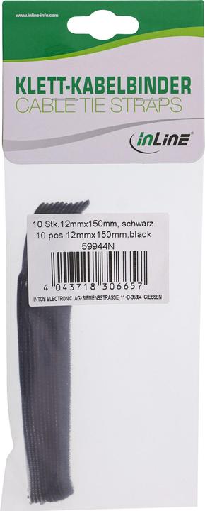 Image du produit InLine Colliers de serrage Velcro avec languette 12x150mm (Serre-câbles velcro, 150 mm, 10 pcs)